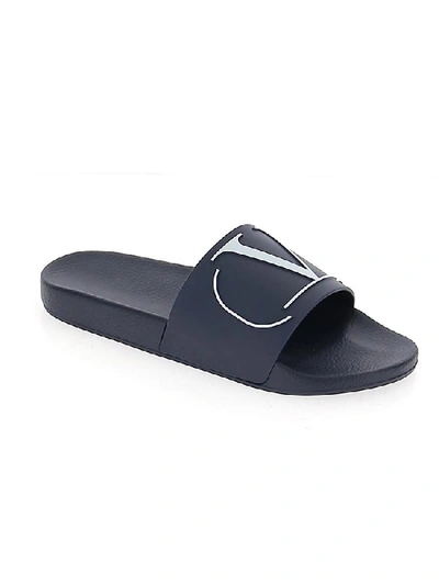 Shop Valentino Vlogo Slides In Navy