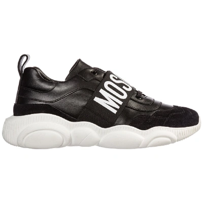 Shop Moschino Logo Strap Low Top Sneakers In Black