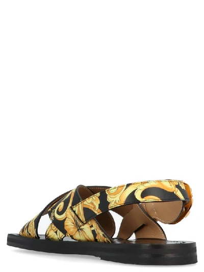 Shop Versace Barocco Print Sandals In Multi