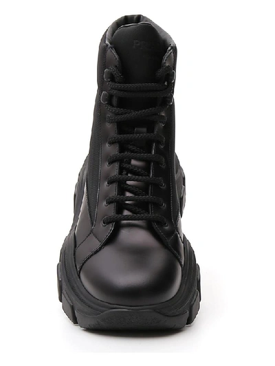 Shop Prada Chunky Hiker Boots In Black