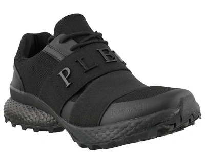 Shop Philipp Plein Runner Original Logo Strap Sneakers In Black
