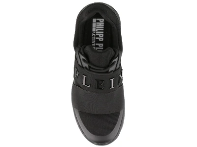 Shop Philipp Plein Runner Original Logo Strap Sneakers In Black