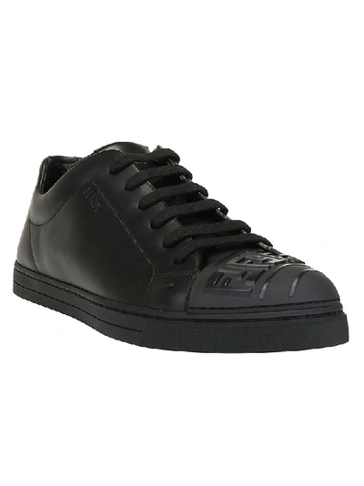 Shop Fendi Ff Logo Motif Lace Up Sneakers In Black