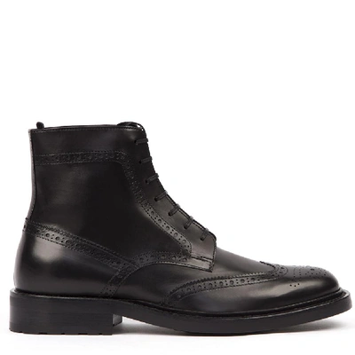 Shop Saint Laurent Lace Up Ankle Boots In Black