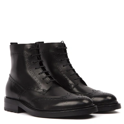 Shop Saint Laurent Lace Up Ankle Boots In Black