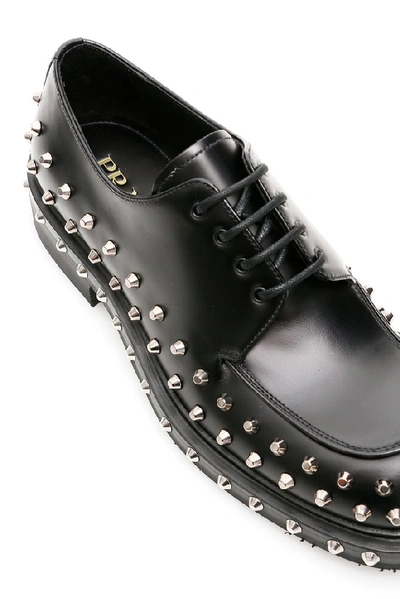 Shop Prada Studded Lace In Black