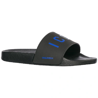 Shop Dsquared2 Icon Printed Slides In Black