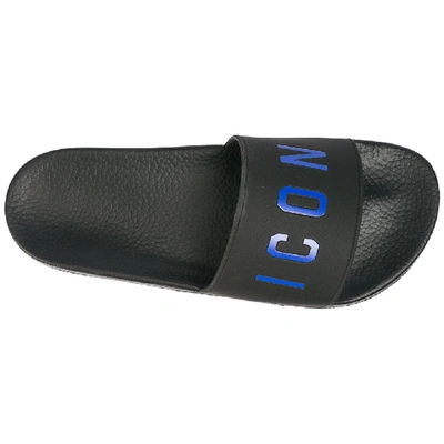 Shop Dsquared2 Icon Printed Slides In Black