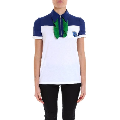 Shop Prada Silk Insert Polo Shirt In Multi