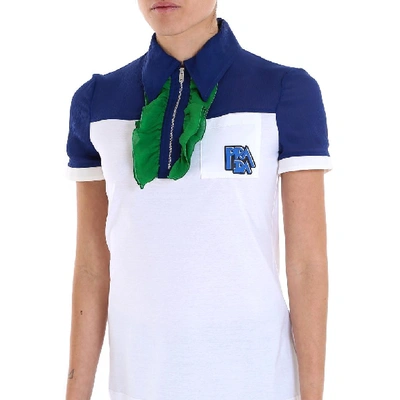 Shop Prada Silk Insert Polo Shirt In Multi