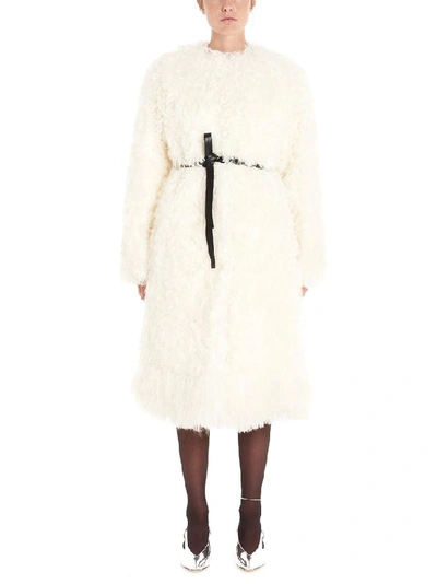 Shop Givenchy Belted Shearling Fur Coat In White