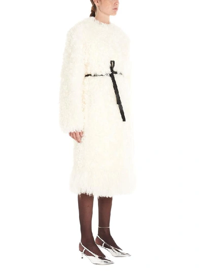 Shop Givenchy Belted Shearling Fur Coat In White