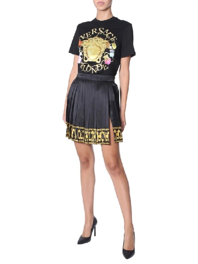 Shop Versace Pleated Mini Skirt In Multi