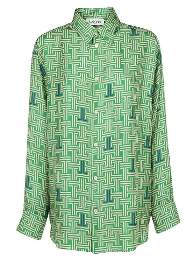 Shop Lanvin Geometric Pattern Shirt In Green