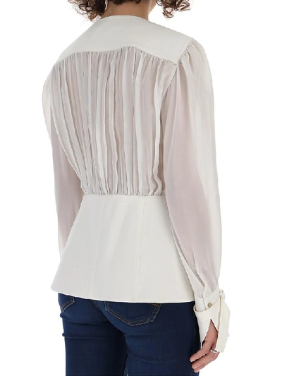 Shop Chloé Sheer Panelled Blouse In White