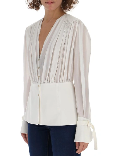 Shop Chloé Sheer Panelled Blouse In White