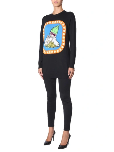 Shop Moschino Graphic Print Sweatshirt In Black