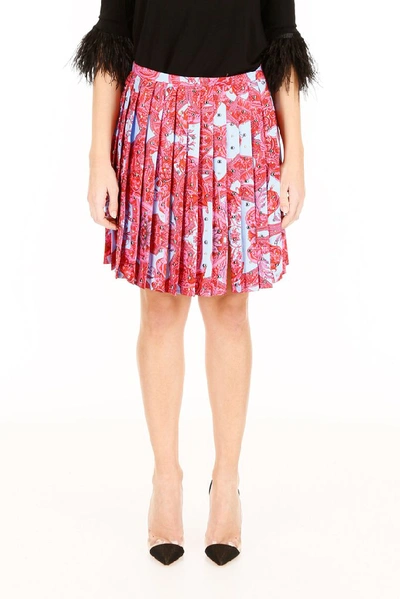 Shop Versace Baroque Pleated Skirt In Multi