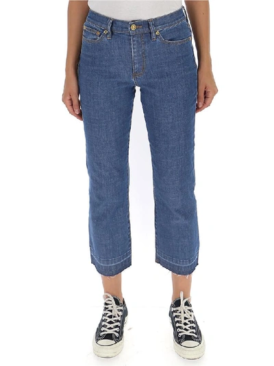 Shop Tory Burch Cropped Jeans In Blue