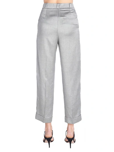 Shop Theory Straight Leg Cuff Trousers In Grey