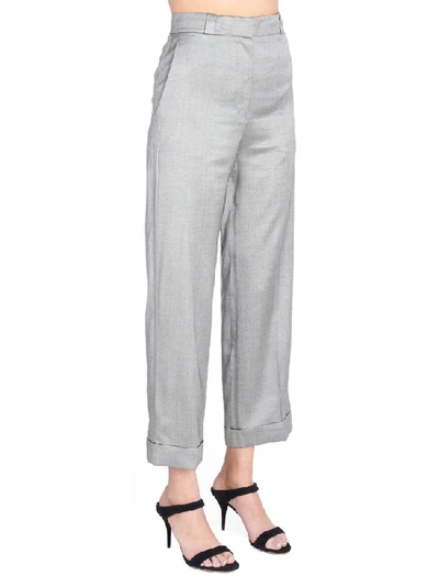 Shop Theory Straight Leg Cuff Trousers In Grey