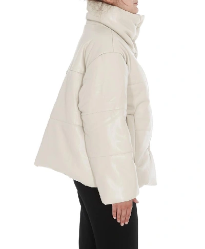 Shop Nanushka Cropped Puffer Jacket In Beige