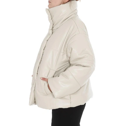 Shop Nanushka Cropped Puffer Jacket In Beige