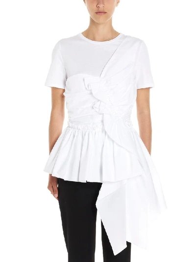 Shop Alexander Mcqueen Ruched Panel Draped T In White