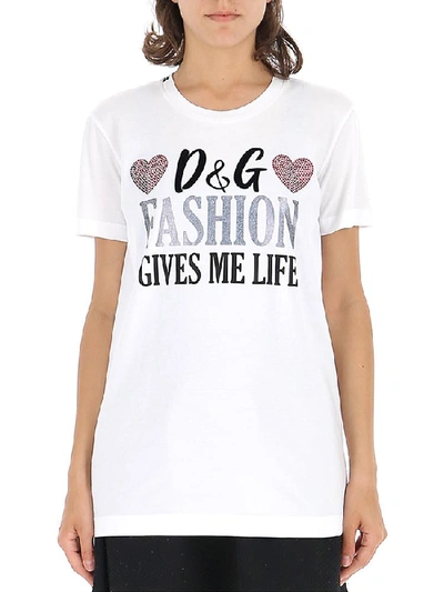 Shop Dolce & Gabbana Printed Slogan T In White