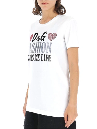 Shop Dolce & Gabbana Printed Slogan T In White