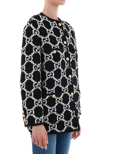 Shop Gucci Oversize Gg Sylvie Tweed Coat In Multi