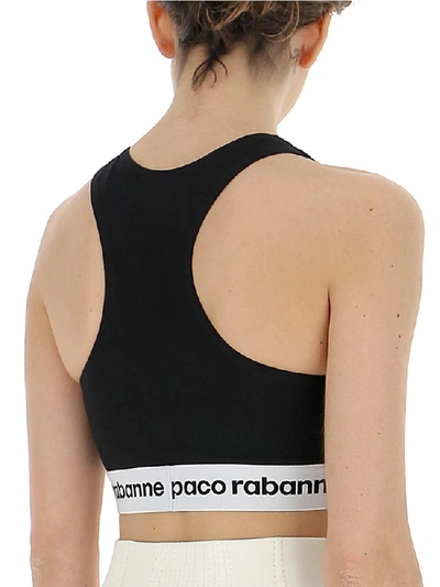 Shop Paco Rabanne Logo Racer Back Sports Bra In Black