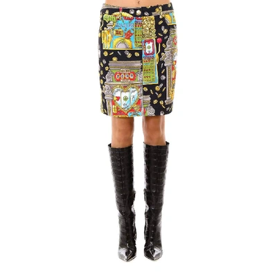 Shop Moschino Printed Skirt In Black