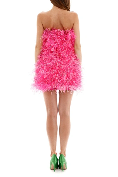 Shop Attico All Over Feather Mini Dress In Pink