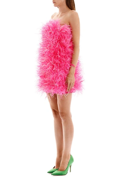 Shop Attico All Over Feather Mini Dress In Pink