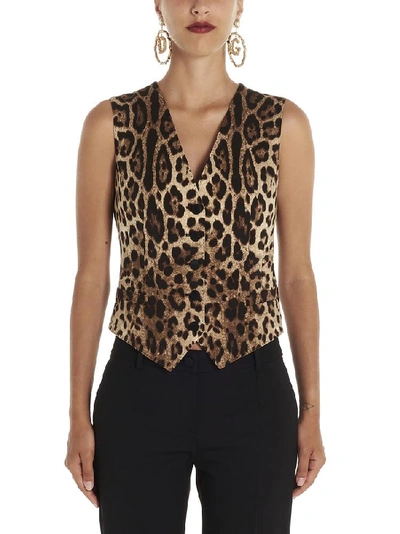 Shop Dolce & Gabbana Leopard Print Slim Fit Waistcoat In Multi