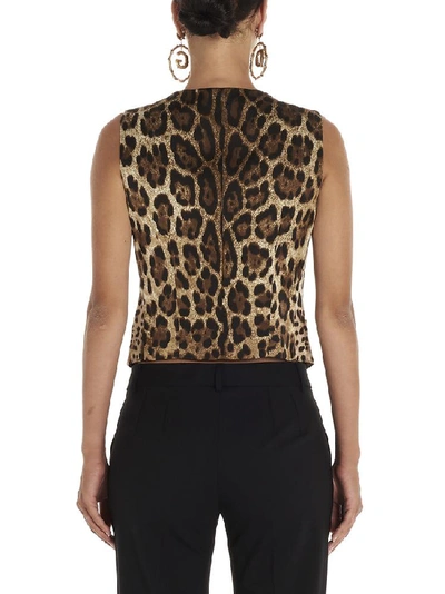 Shop Dolce & Gabbana Leopard Print Slim Fit Waistcoat In Multi