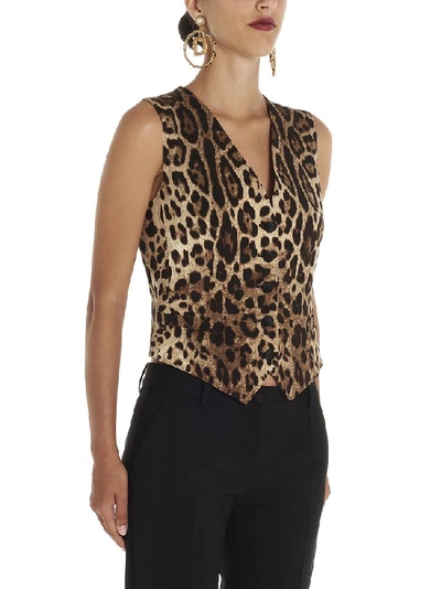 Shop Dolce & Gabbana Leopard Print Slim Fit Waistcoat In Multi