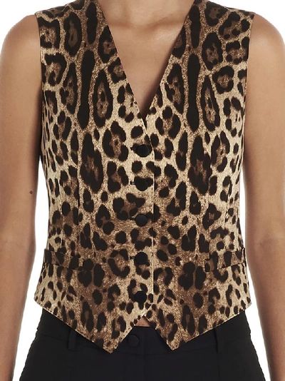 Shop Dolce & Gabbana Leopard Print Slim Fit Waistcoat In Multi