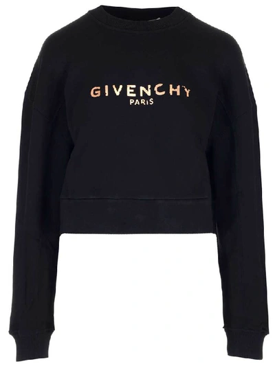 Shop Givenchy Cropped Logo Sweater In Black