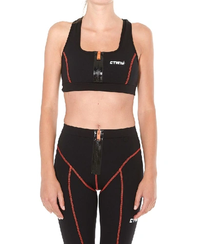 Shop Heron Preston Front Zip Sports Bra In Black