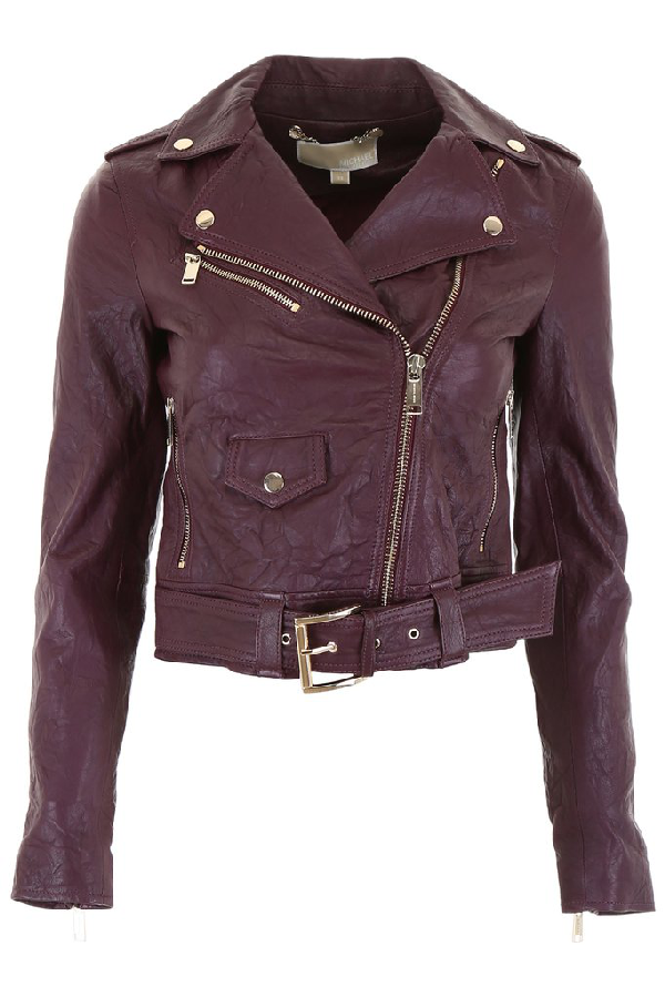 michael kors red leather jacket