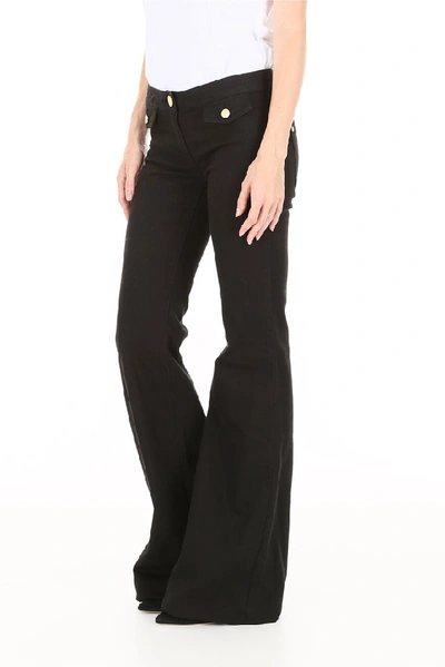 Shop Balmain Flare Bottom Trousers In Black