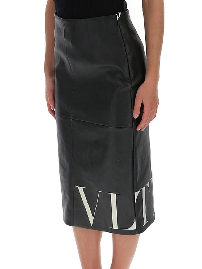 Shop Valentino Vltn Logo Pencil Skirt In Black