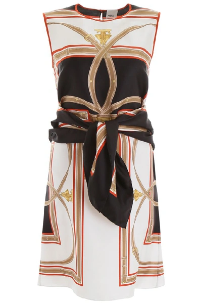 Shop Burberry Archive Print Tie Waist Dress In Multi