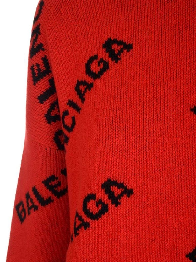 Shop Balenciaga Logo Sweater In Red