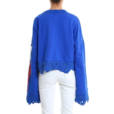 Shop Amen Sequinned Crop Sweater In Blue