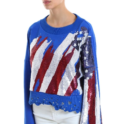 Shop Amen Sequinned Crop Sweater In Blue