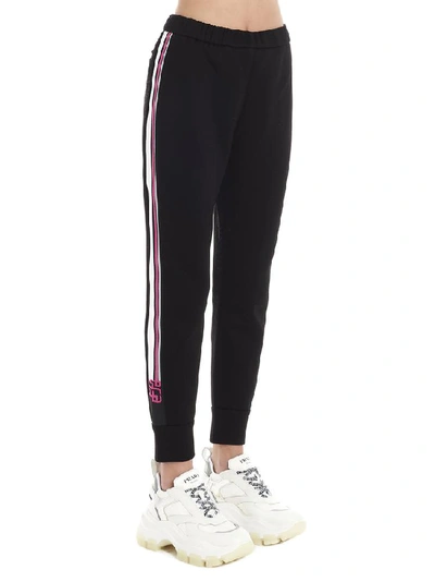 Shop Prada Contrast Side Band Track Trousers In Black