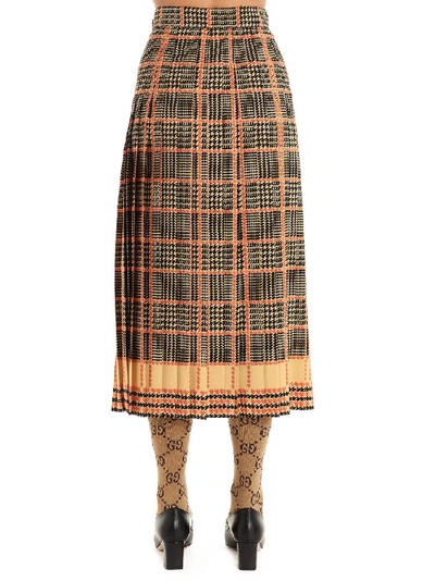 Shop Gucci Plaid Pleated Skirt In Multi